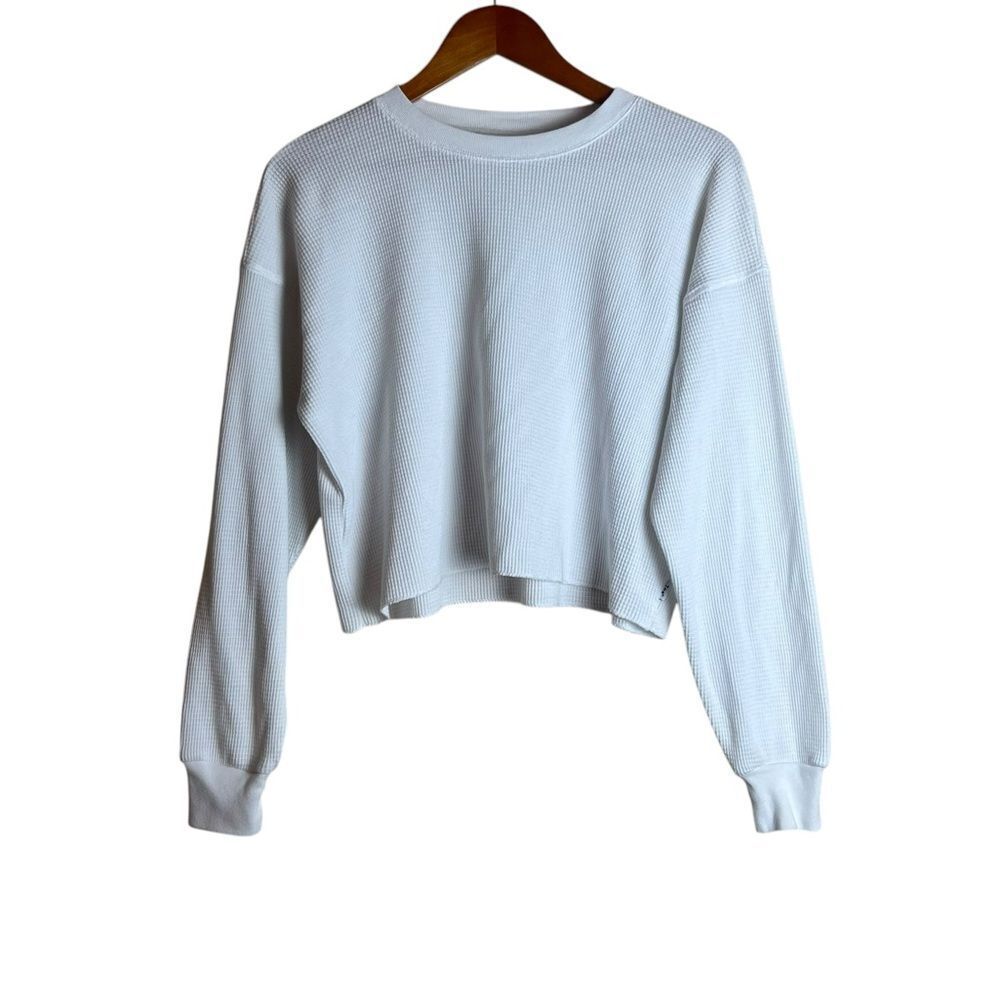 Tna white‎ waffle cropped long sleeve top